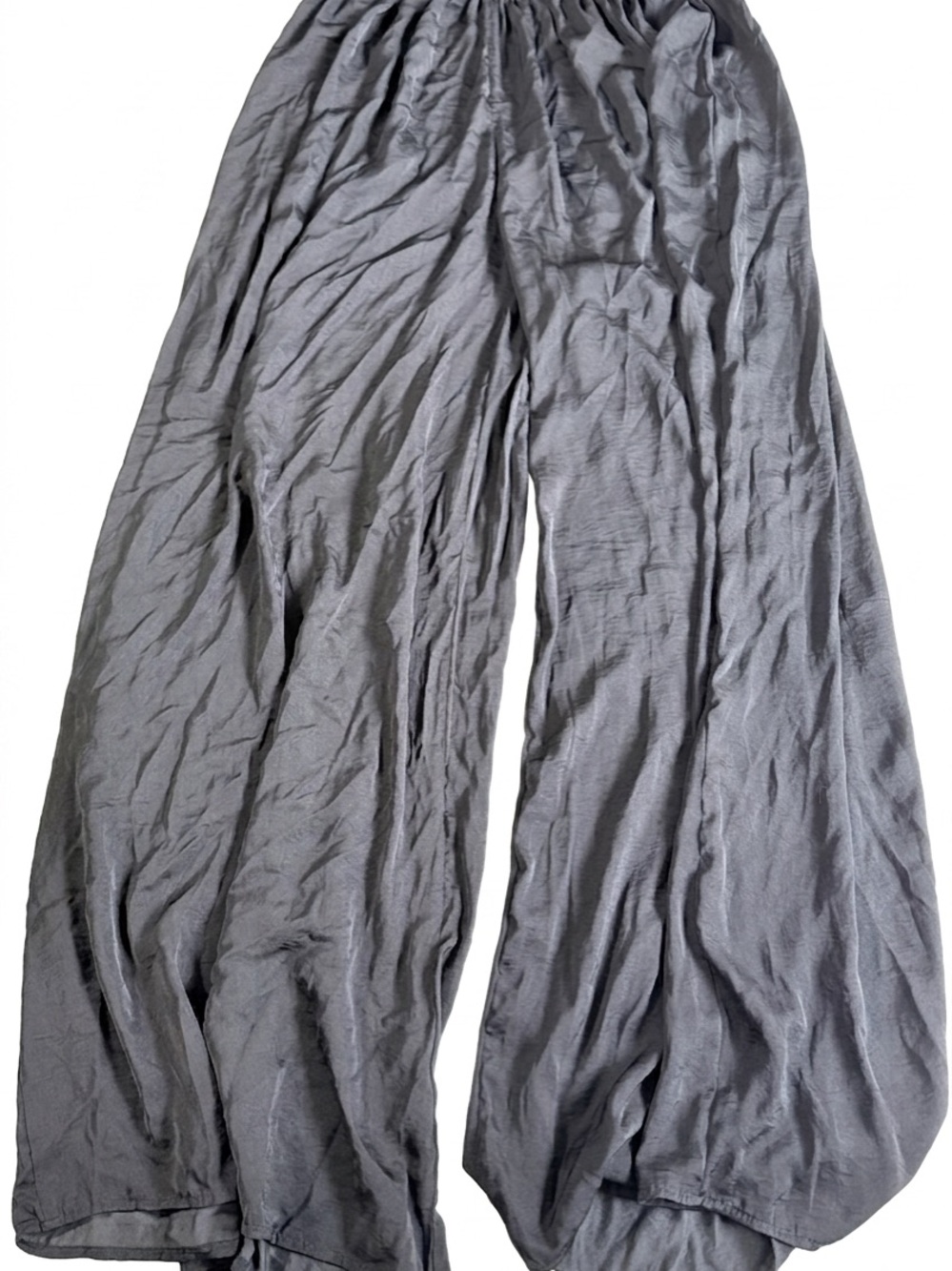 Women’s Black wide leg gaucho pants with elastic waistband, size L/T-0077